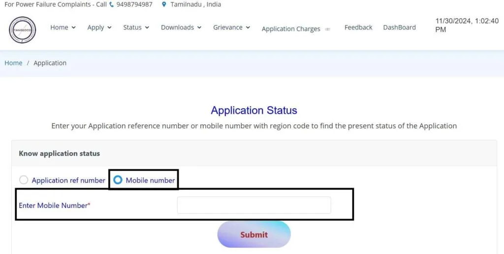 tneb application status
