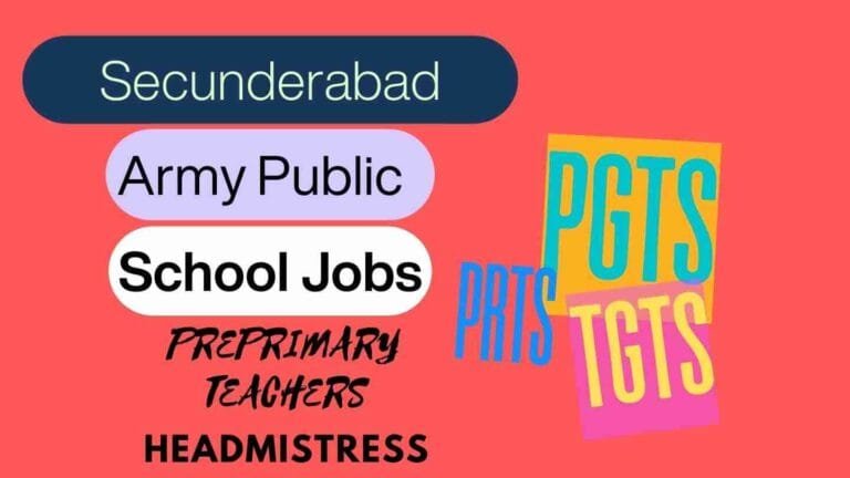 Pgts Secunderabad Army Public School Jobs :PGTs, TGTs, PRTs, Headmistress ...