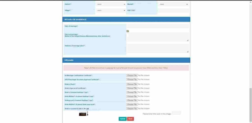 Kalyana Lakshmi Pathakam - Telangana Eligibility, Documents 7 application form 3 upload docs